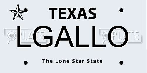 LGALLO Texas License Plate