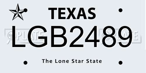 LGB2489 Texas License Plate