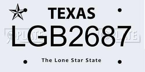 LGB2687 Texas License Plate