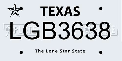 LGB3638 Texas License Plate