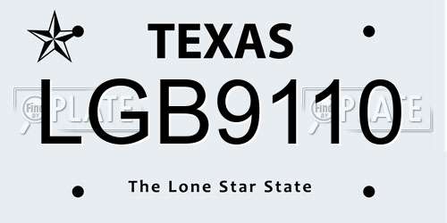 LGB9110 Texas License Plate