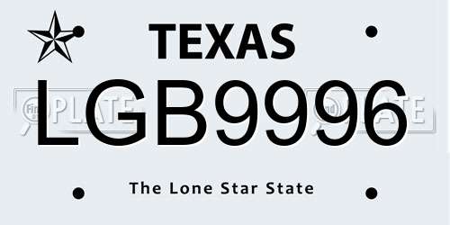 LGB9996 Texas License Plate