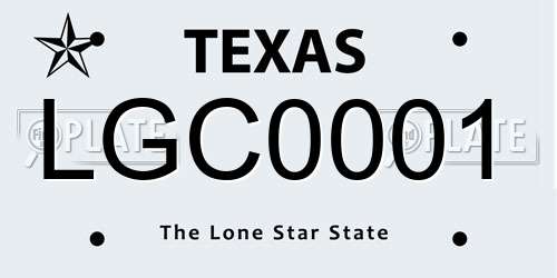 LGC0001 Texas License Plate