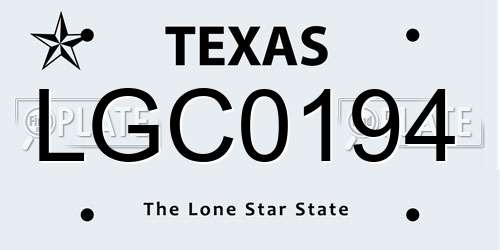 LGC0194 Texas License Plate