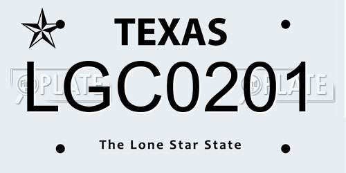 LGC0201 Texas License Plate
