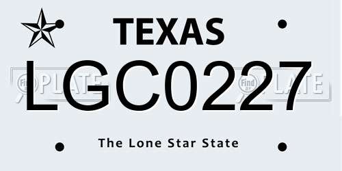 LGC0227 Texas License Plate