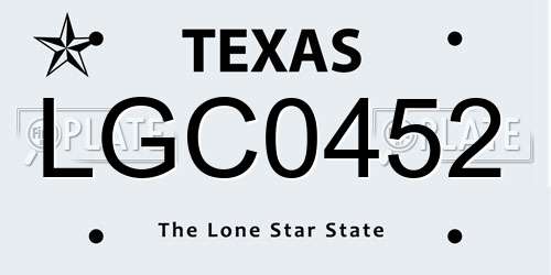 LGC0452 Texas License Plate
