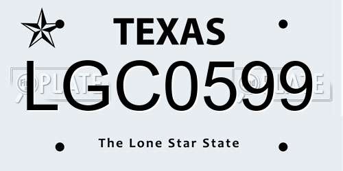 LGC0599 Texas License Plate