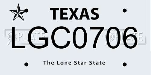 LGC0706 Texas License Plate