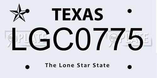 LGC0775 Texas License Plate