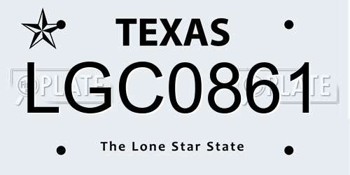 LGC0861 Texas License Plate