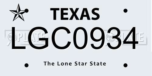 LGC0934 Texas License Plate