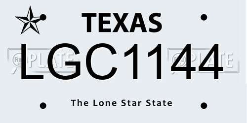 LGC1144 Texas License Plate