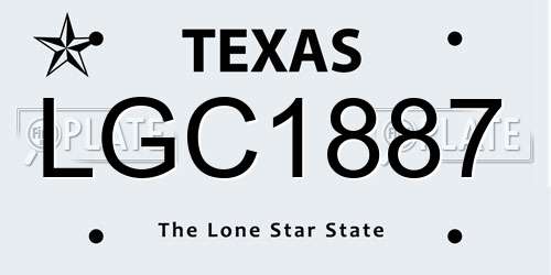LGC1887 Texas License Plate