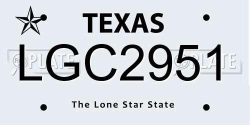 LGC2951 Texas License Plate