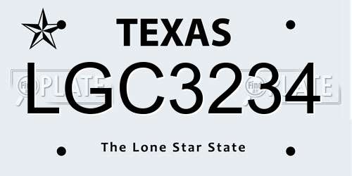LGC3234 Texas License Plate