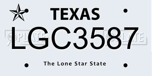 LGC3587 Texas License Plate