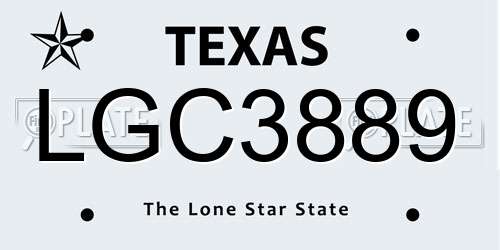 LGC3889 Texas License Plate