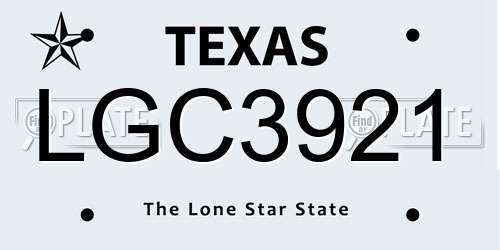 LGC3921 Texas License Plate