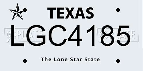 LGC4185 Texas License Plate
