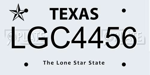LGC4456 Texas License Plate