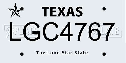 LGC4767 Texas License Plate