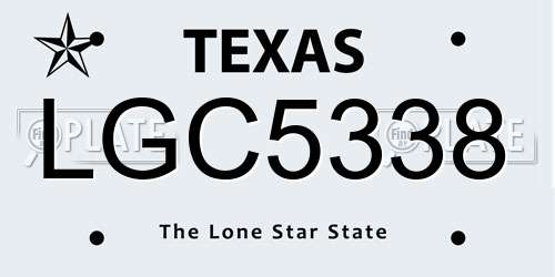 LGC5338 Texas License Plate