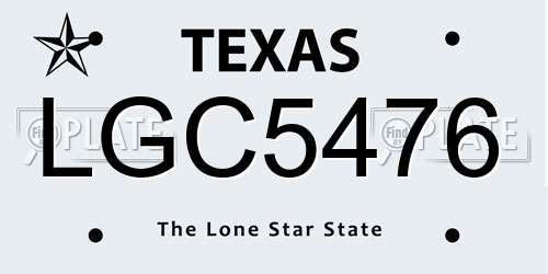LGC5476 Texas License Plate