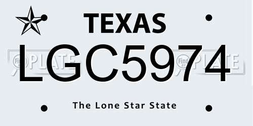 LGC5974 Texas License Plate