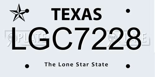 LGC7228 Texas License Plate