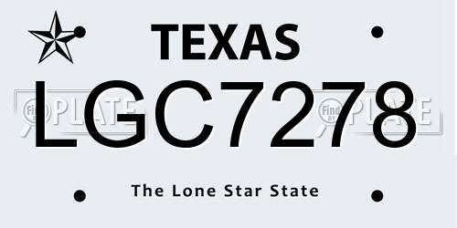 LGC7278 Texas License Plate