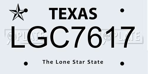 LGC7617 Texas License Plate