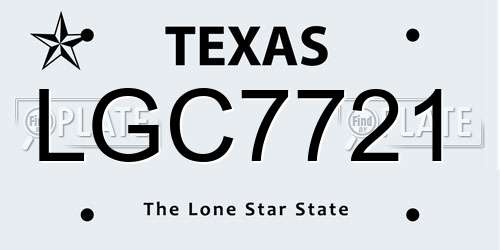 LGC7721 Texas License Plate