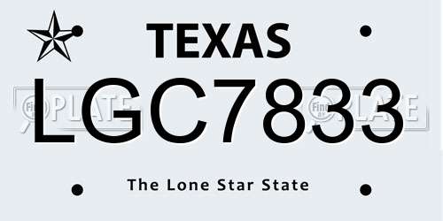 LGC7833 Texas License Plate