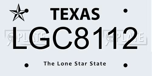 LGC8112 Texas License Plate