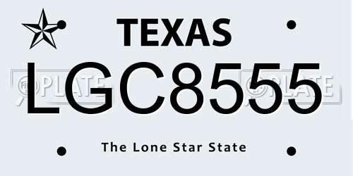 LGC8555 Texas License Plate