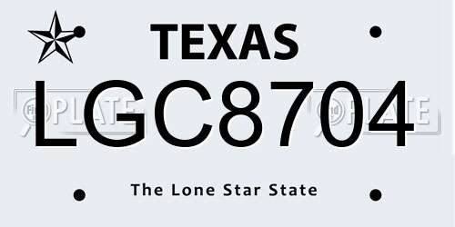 LGC8704 Texas License Plate