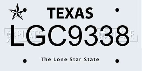 LGC9338 Texas License Plate