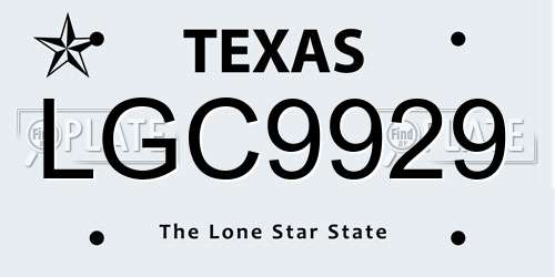 LGC9929 Texas License Plate