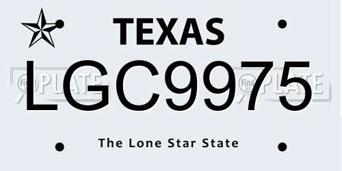 LGC9975 Texas License Plate