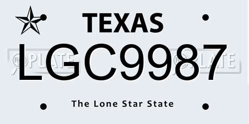 LGC9987 Texas License Plate