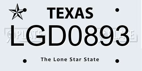 LGD0893 Texas License Plate