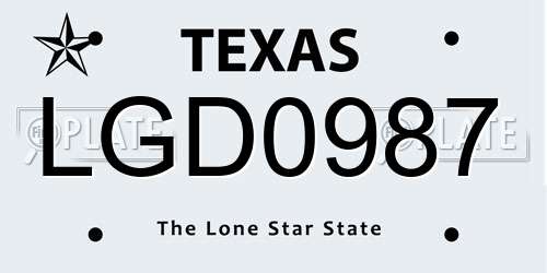 LGD0987 Texas License Plate