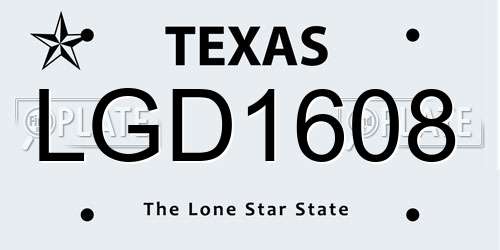 LGD1608 Texas License Plate