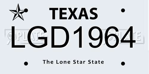 LGD1964 Texas License Plate