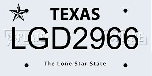 LGD2966 Texas License Plate
