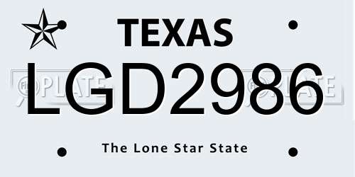 LGD2986 Texas License Plate