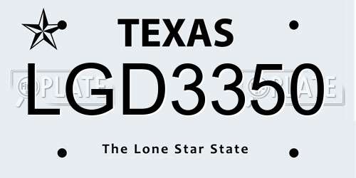 LGD3350 Texas License Plate