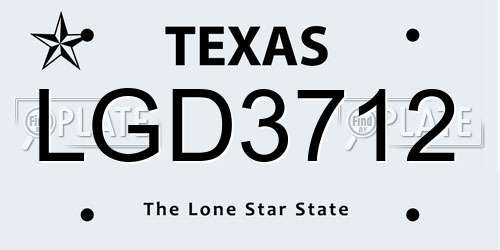 LGD3712 Texas License Plate