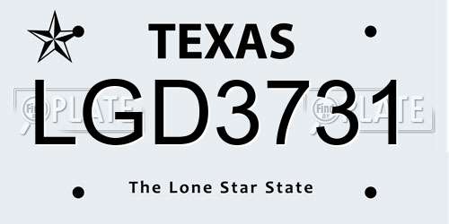 LGD3731 Texas License Plate